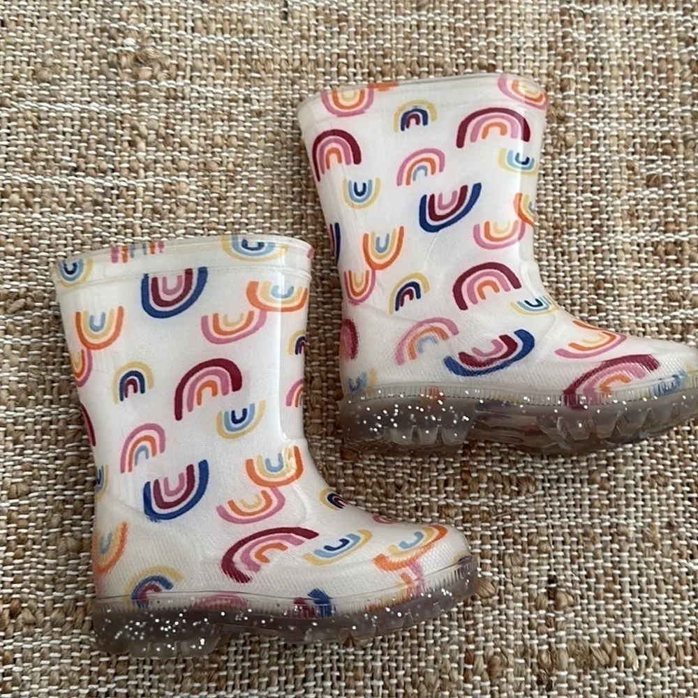 Old Navy Rainbow Sparkle Sole Rain Boots Size 5